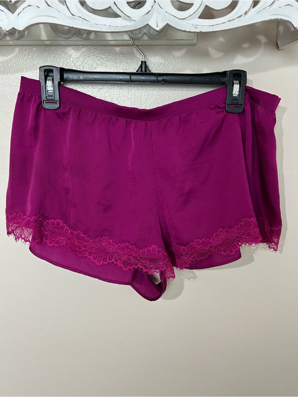 Victoria's Secret Satin Lace-Trim Sleep Shorts - Magenta